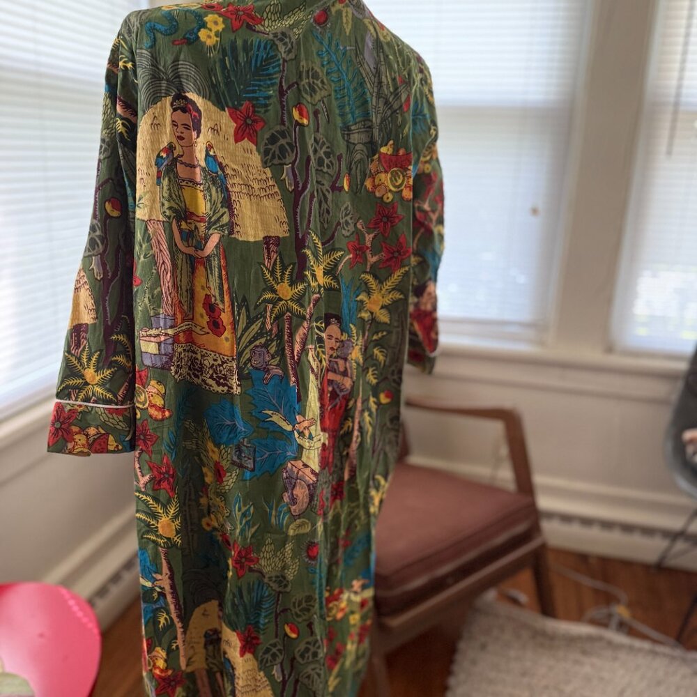 frida cotton robe dk green - Picture 5 of 7